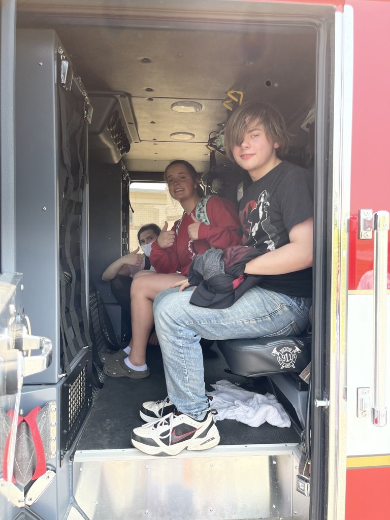 Students in fire truck