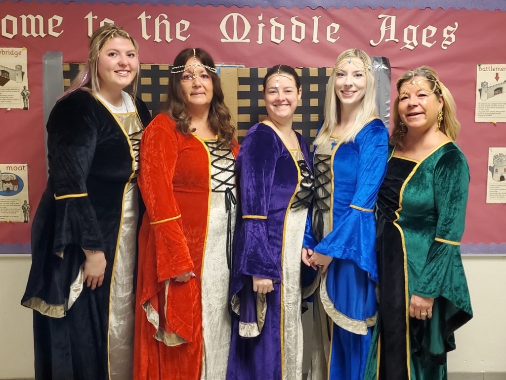 WDI teachers dressed up to kick off Middle Ages unit