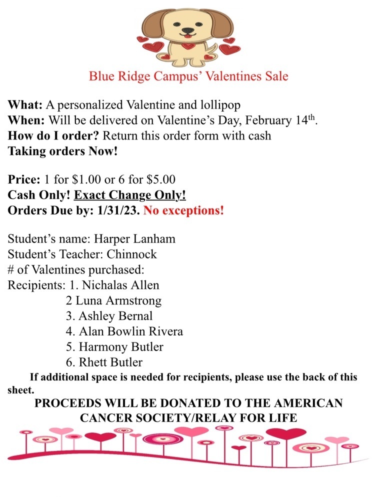 Relay for Life Valentines Sale