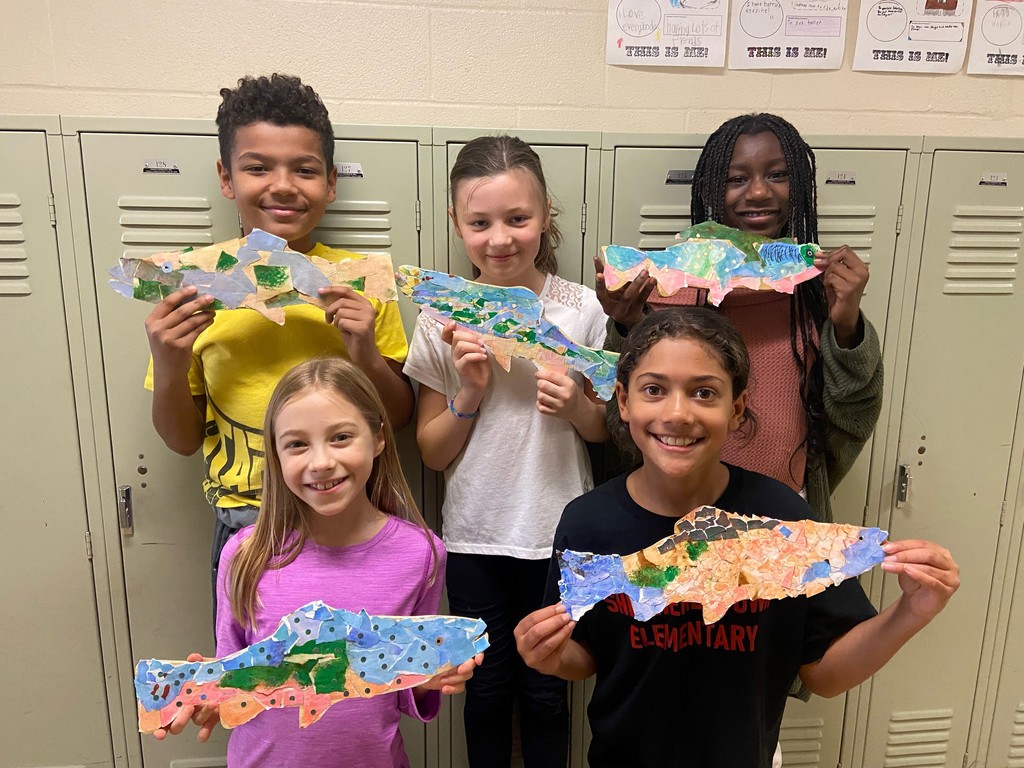 Students display their School of Trout artwork
