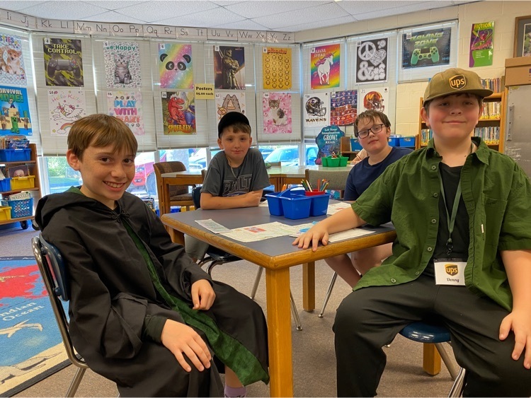 students at table