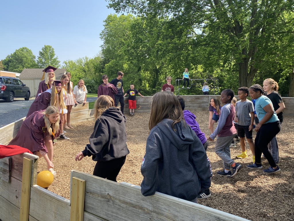 Current and former SES students playing gaga ball