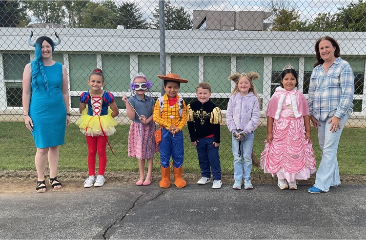 Students and teachers dressed up as fairy tale characters